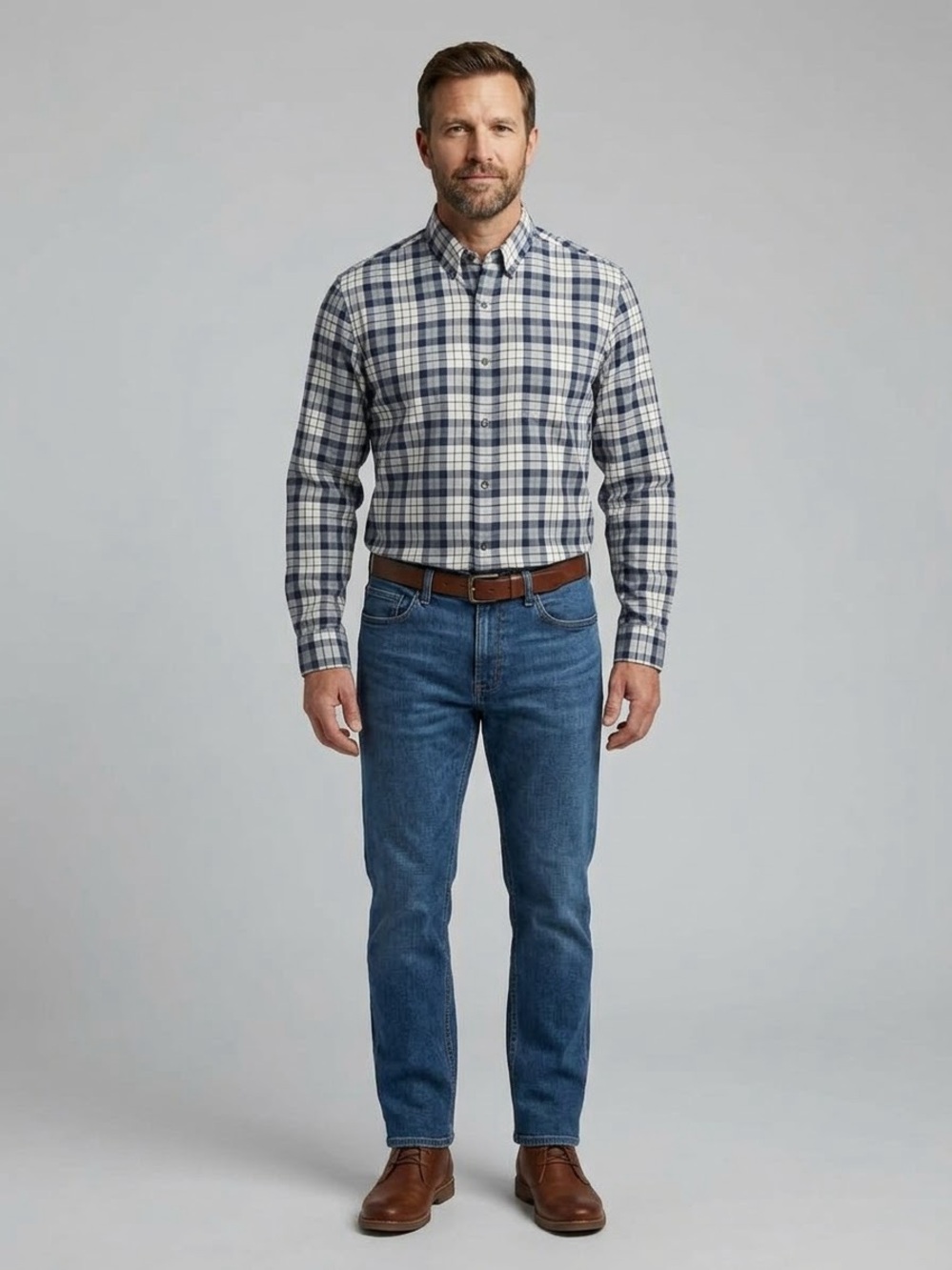 L.L. Bean Men's Long Sleeve Button Down Plaid Shirt Wrinkle Free Traditional Fit